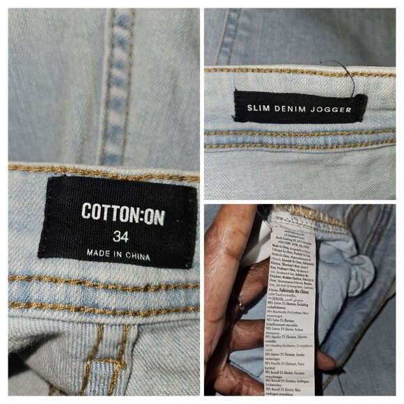 Cotton On Slim Denim Jogger Jeans Light Wash Men 34 - Picture 10 of 10